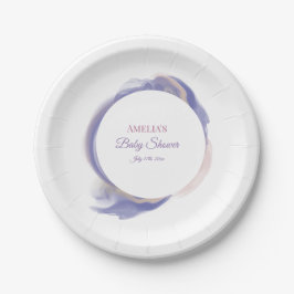 Prato De Papel Lavender Watercolor Abstract Baby Shower