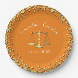 Prato De Papel Lawyer Graduation Orange Dourado