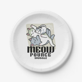 Prato De Papel Lazer - Design de Gatos Preguiçosos