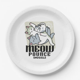 Prato De Papel Lazer - Design de Gatos Preguiçosos