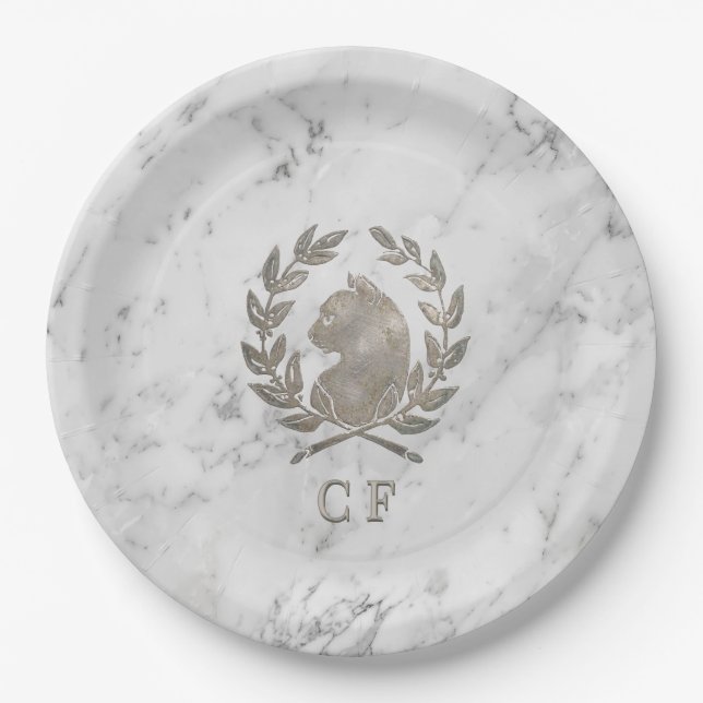 Prato De Papel Le Chat d'Argent Mármore de Carrara Personalizado (Frente)