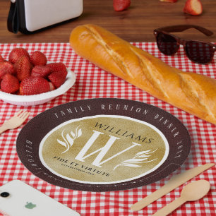 Prato De Papel Leather Leaf & Vintage Paper Surname Motto