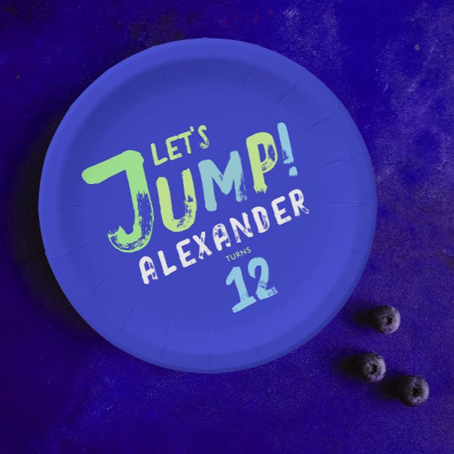 Prato De Papel Legal Blue Boy Trampoline Jump Kid Bunt (Criador carregado)