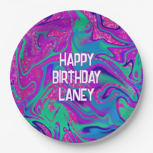 Prato De Papel Legal Festa de aniversário de Garota Personalizada (Frente)