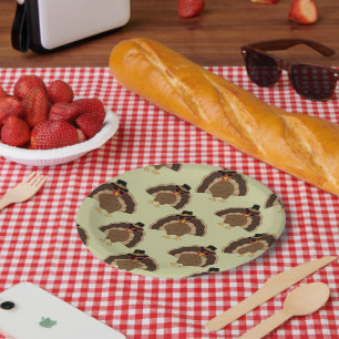 Prato De Papel Legal Turquia Ação de Graças divertido padrão verd