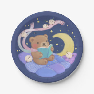 Prato De Papel Leitura de Urso de Teddy com Ilustração de Monstro