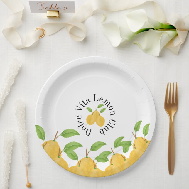 Prato De Papel Lemon Bloom Collection (Casamento)