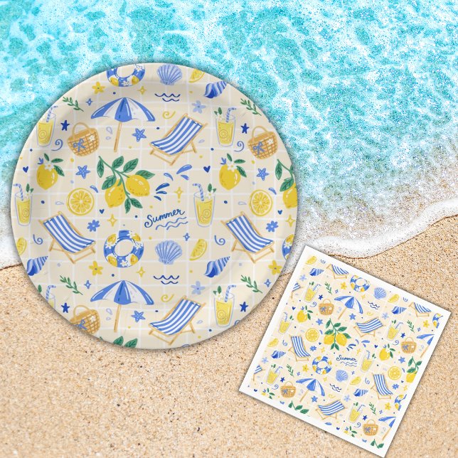 Prato De Papel Lemon Cute Verão Náutico  (Criador carregado)