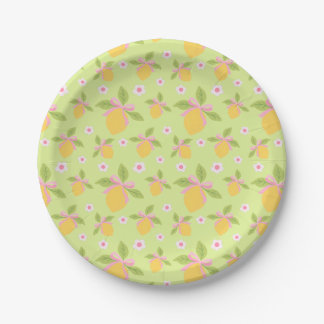 Prato De Papel Lemons with Daisies Mint Green Minimalist Spring