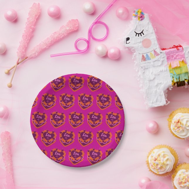 Prato De Papel Leo Zodiac Coquette Heart Cake (Festa)