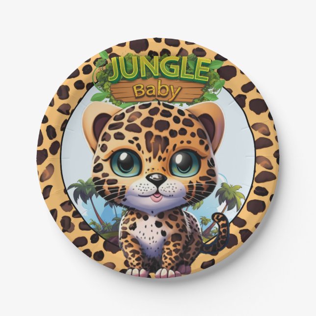 Prato De Papel Leopard Baby Wild Cat Safari Animais Selvagens 🐆 (Frente)