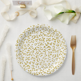 Prato De Papel Leopardo Dourado, Brilho Dourado, Impressão Leopar