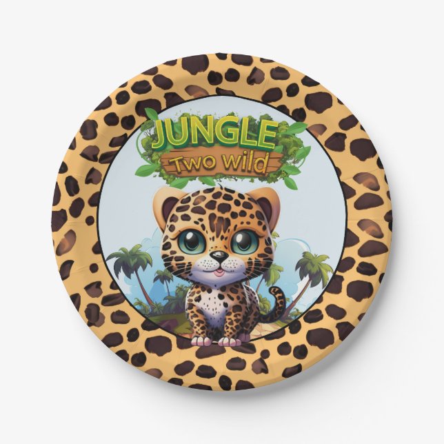 Prato De Papel Leopardo Gato Imprime Dois Animais Selvagens 🐆 (Frente)