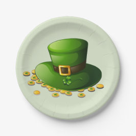 Prato De Papel Leprechaun Hat e Moedas Douradas