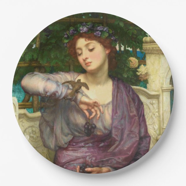 Prato De Papel Lesbia e seu Sparrow (por Edward John Poynter) (Frente)