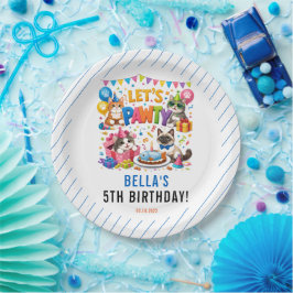 Prato De Papel Let’s Pawty Cat 5th Birthday | Cute Kitty Birthday