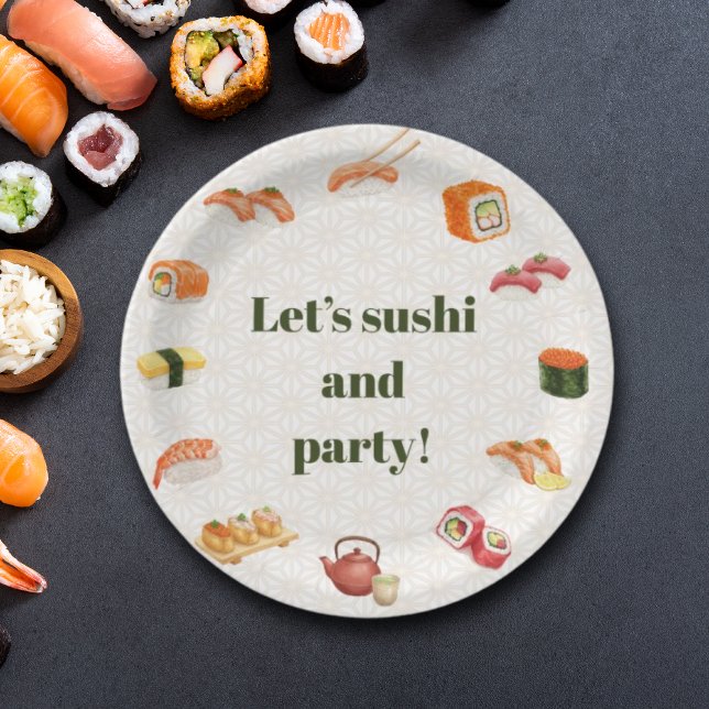 Prato De Papel Let’s sushi and party!  (Criador carregado)
