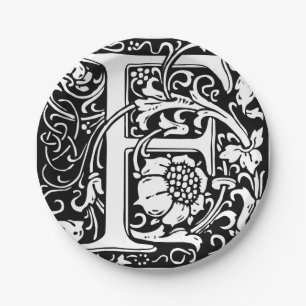 Prato De Papel Letra F Monograma Medieval Art Nouveau