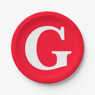 Prato De Papel Letra inicial monograma branco branco simples