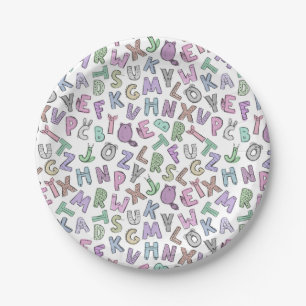 Prato De Papel Letras de alfabeto de rabo cúbico