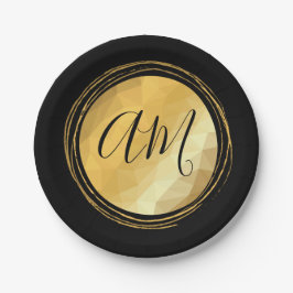 Prato De Papel Letras iniciais festivas metálicas ouros Elegantes