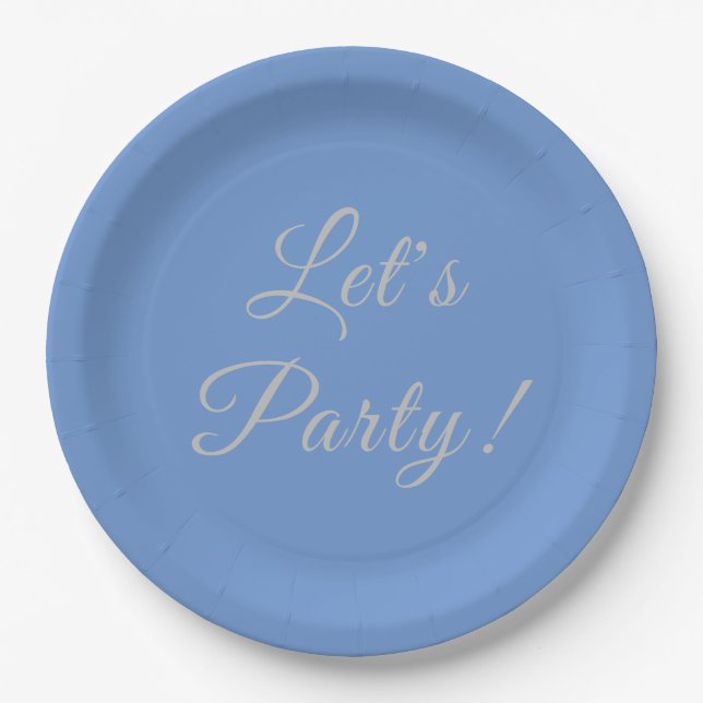 Prato De Papel Let's Party! 9 inch blue plates (Frente)