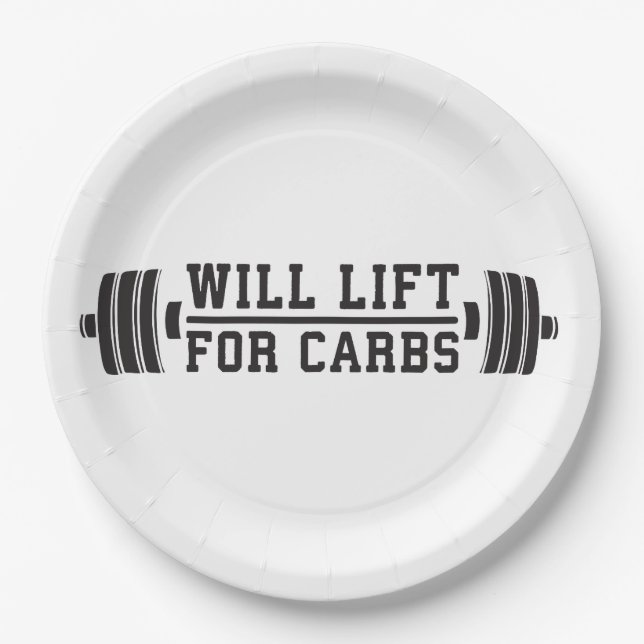 Prato De Papel Levantará Carbs - Engraçado Workout Novelty (Frente)