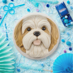 Prato De Papel Lhasa Apso Dog 3D Inspirado