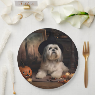 Prato De Papel Lhasa Apso Pumpkins Halloween Scary