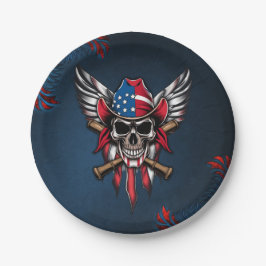 Prato De Papel Liberdade selvagem, crânio americano com morcegos