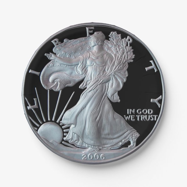Prato De Papel Liberty Silver Dollar Head 2006 (Frente)