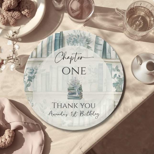 Prato De Papel Library Chapter ONE Blue Boy Book 1st Birthday (Criador carregado)