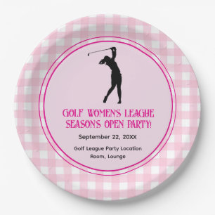 Prato de Papel Liga de Golfe Feminino Xadrez Rosa
