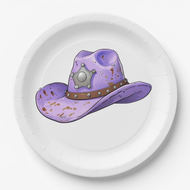 Prato De Papel Light Purple Cowgirl Hat (Frente)