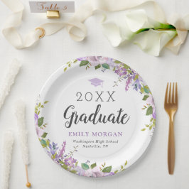 Prato De Papel Lilac Floral Personalizada Festa de formatura