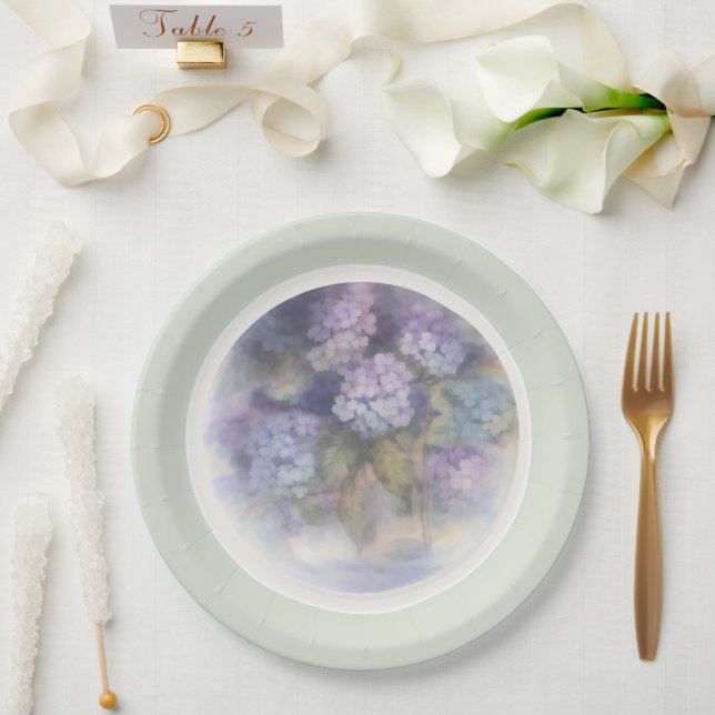 Prato De Papel Lilac Hydrangea Watercolor Luncheon Napkin (Casamento)