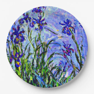 Prato De Papel Lilac Irises belas artes por Claude Monet 