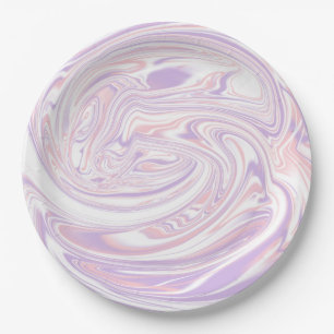 Prato De Papel Lilac Lilac Modern Abstrato Liquid Marble Design