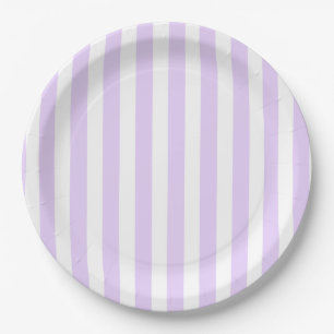 Prato De Papel Lilac, púrpura e tiras doces brancas