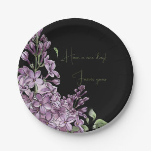 Prato De Papel Lilás Roxo Elegante Botânico Floral