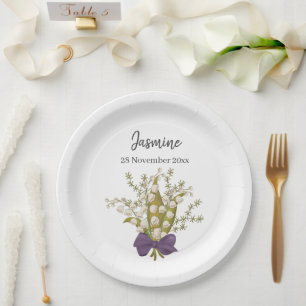 Prato De Papel Lily Of The Valley Buquê with Purple Arco