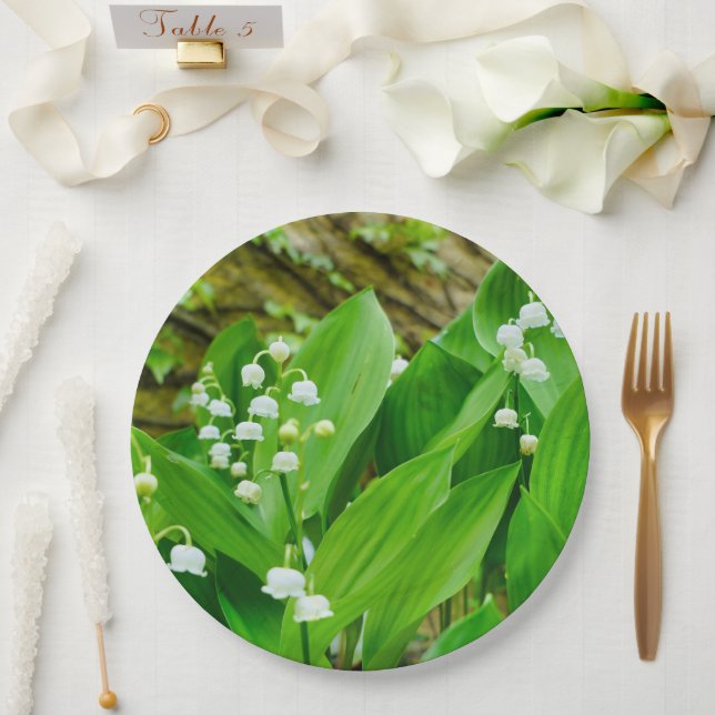 Prato De Papel Lily of the Valley Paper Plate (Casamento)