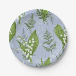 Prato De Papel Lily of Valley com Ferns | Azul