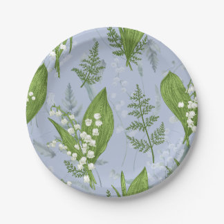 Prato De Papel Lily of Valley com Ferns | Azul