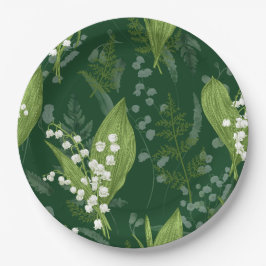Prato De Papel Lily of Valley com Ferns | Verde Escuro