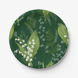 Prato De Papel Lily of Valley com Ferns | Verde Não Personalizado