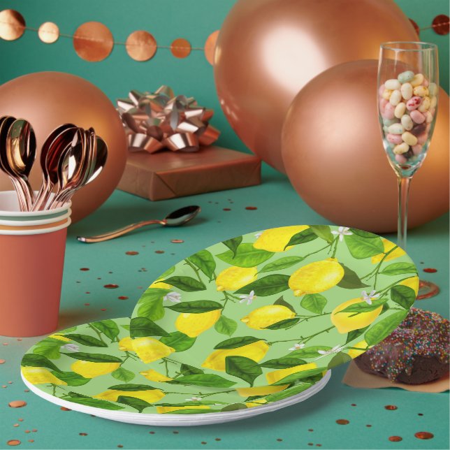 Prato De Papel Limão de Aquarela 3 (Múltiplo)