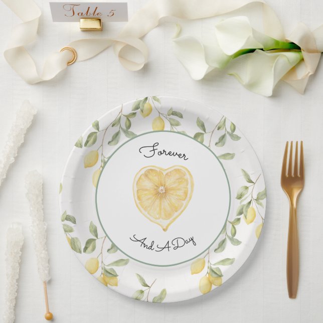Prato De Papel Limões Amarelos Frutas Casamento (Casamento)