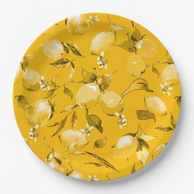 Prato De Papel Limões de aquarela 10 (Frente)