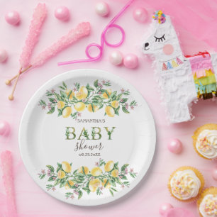 Prato De Papel Limões De Aquarelas Flores Botânicas